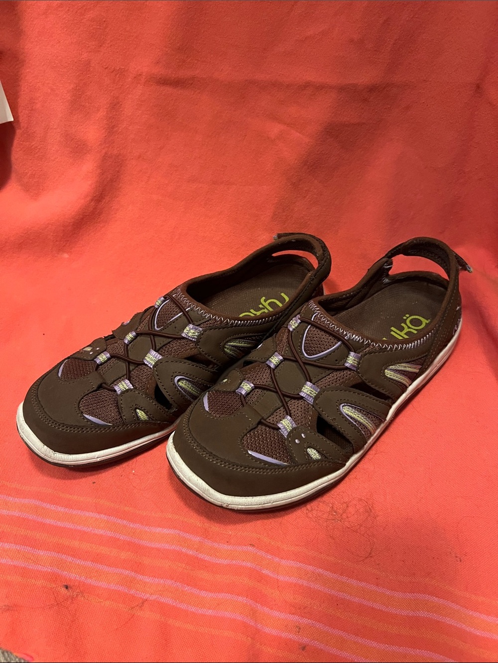 Ryka Brown Athletic Sandal with Purple and Lime Accents